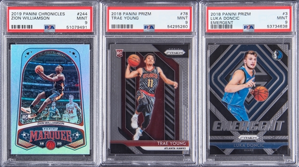 Lot Of (3) 2018-2020 NBA Rookies Cards - Including Luka Doncic, Zion Williamson & Trae Young